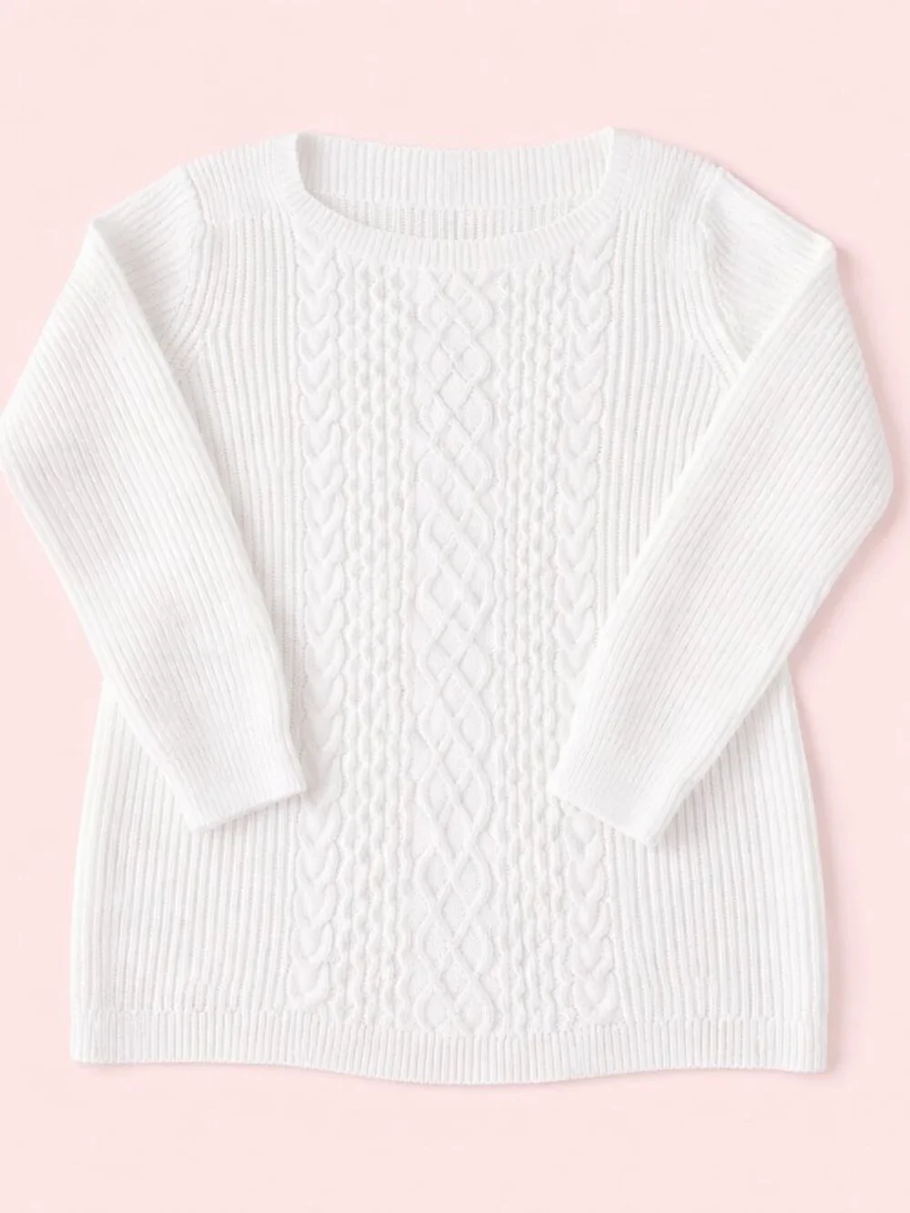 Tommy Hilfiger Y2K White Cable Knit Sweater, Size Large